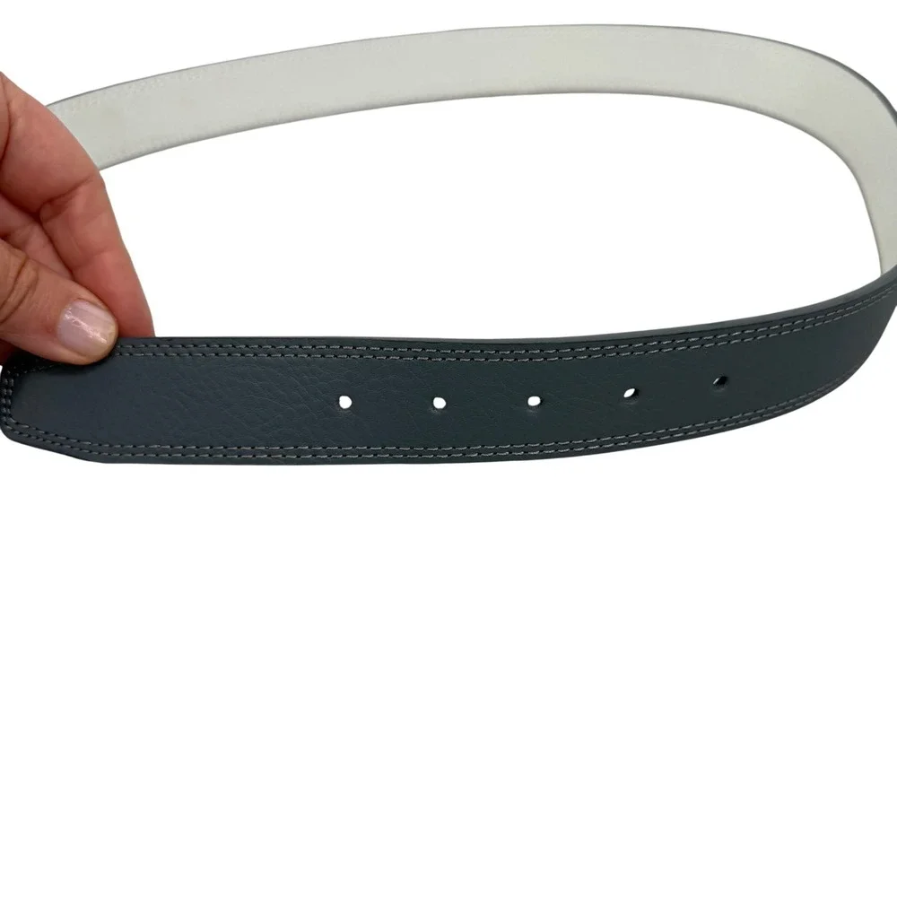 Nike Mens Reversible Golf Belt Grey White Genuine Leather Swivel Buckle Size 36